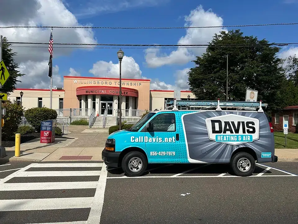 Davis Heating & Air truck outside of Willingboro Township municipal complex.