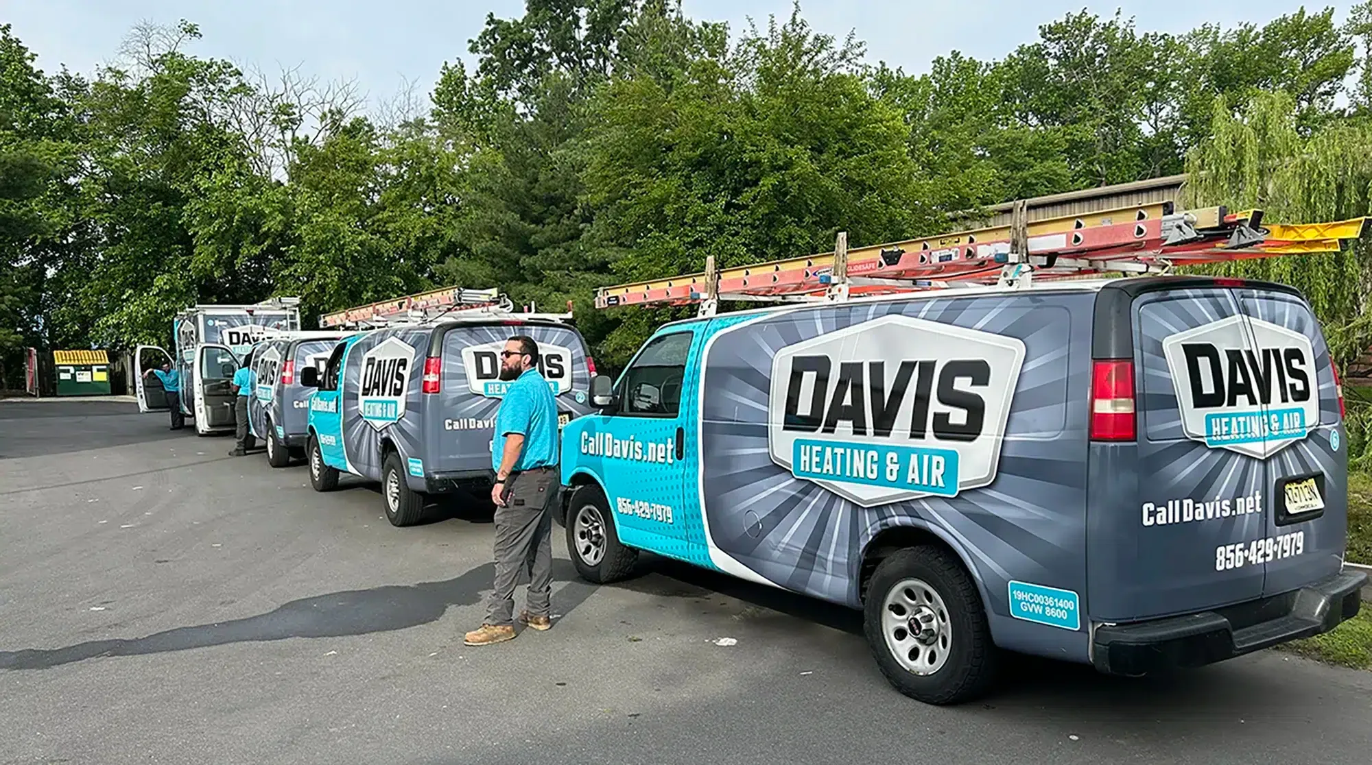 Davis Heating and Air fleet vans in Cherry Hill