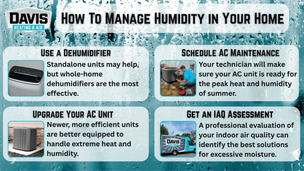 infographic showing four ways to reduce humidity in your home